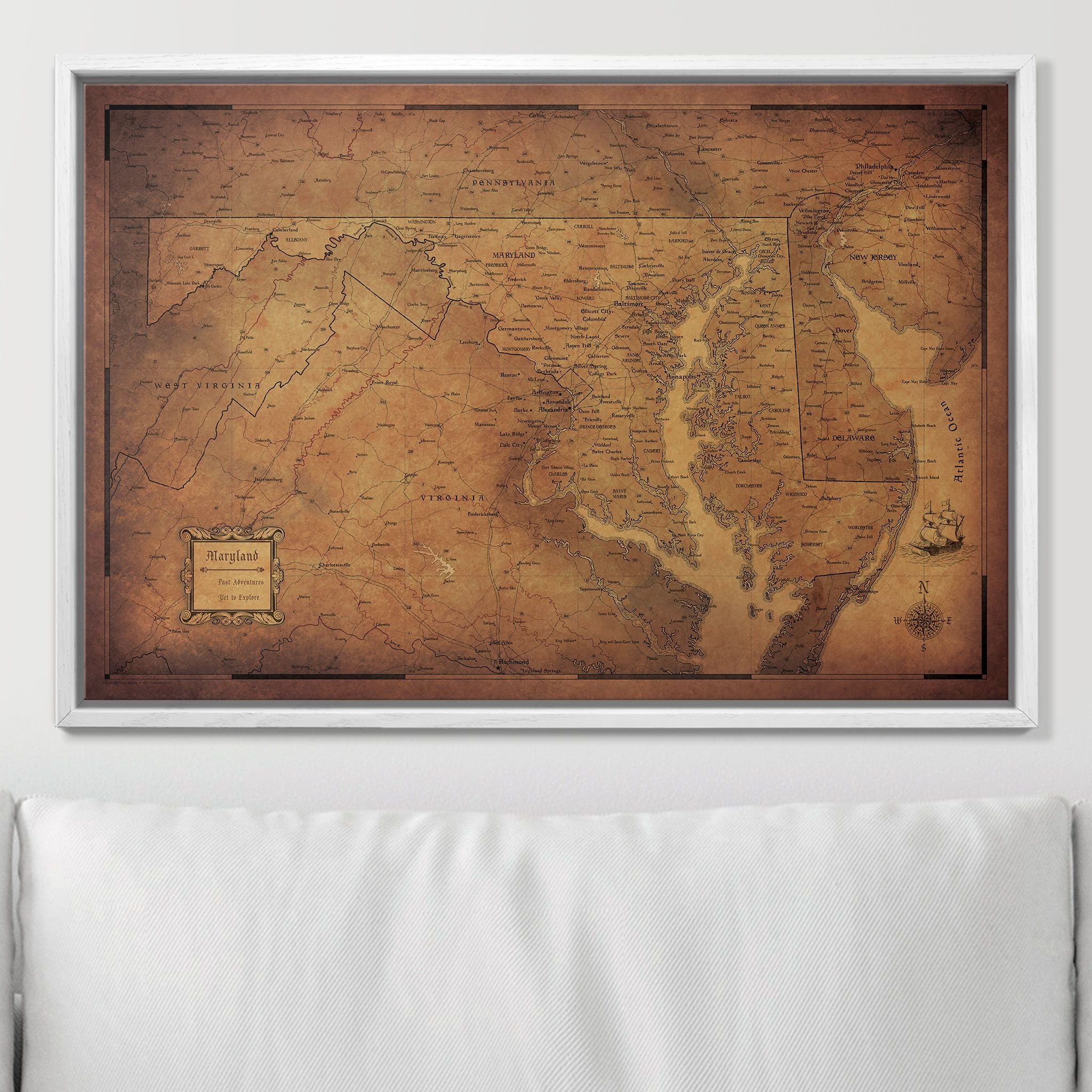 Push Pin Maryland Map (Pin Board) - Golden Aged CM Pin Board