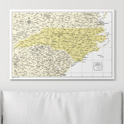 Push Pin North Carolina Map (Pin Board) - Yellow Color Splash CM Pin Board