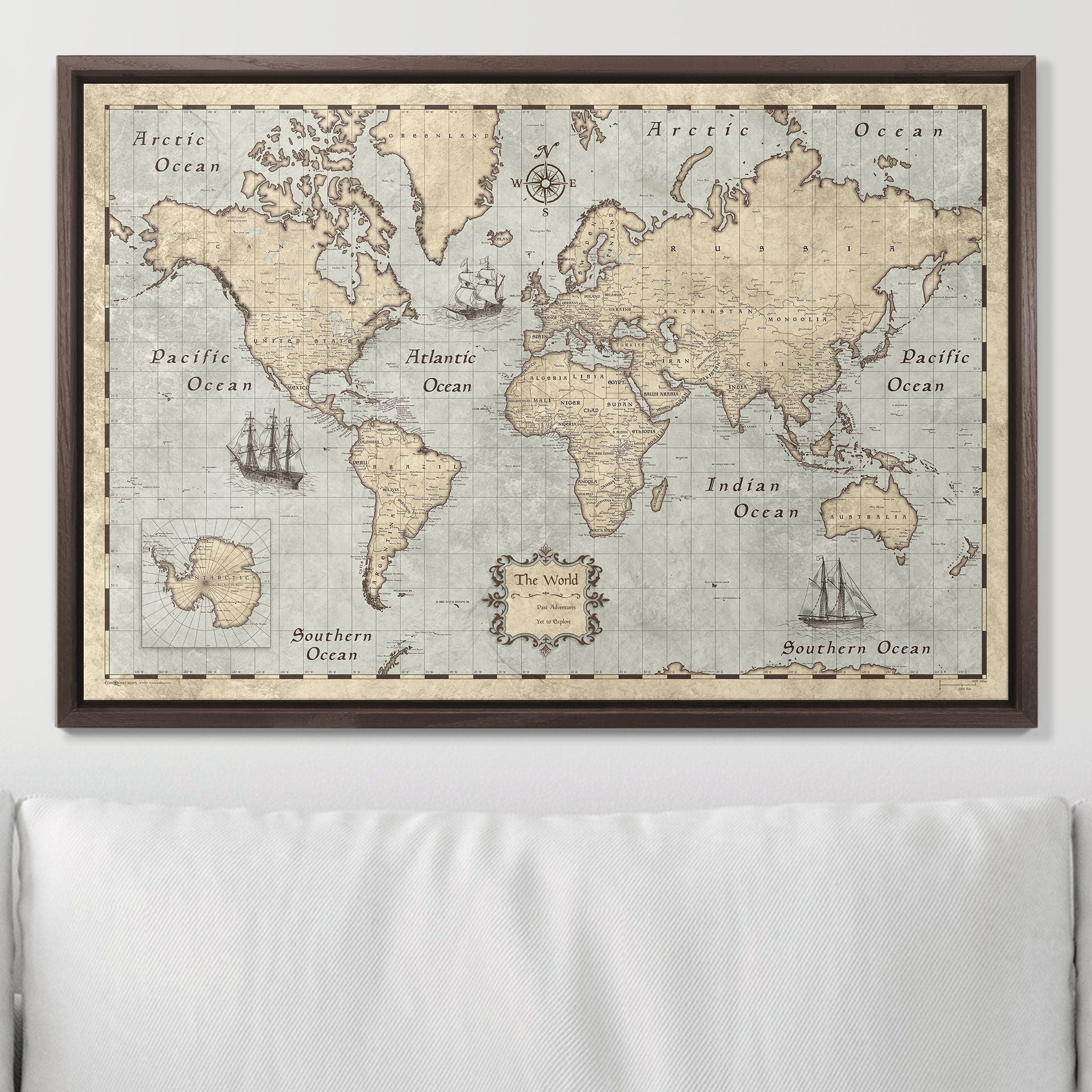 Push Pin World Map (Pin Board) - Rustic Vintage CM Pin Board