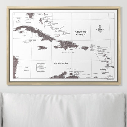 Push Pin Caribbean Map (Pin Board) - Dark Brown Color Splash CM Pin Board