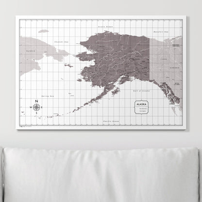 Push Pin Alaska Map (Pin Board) - Dark Brown Color Splash CM Pin Board