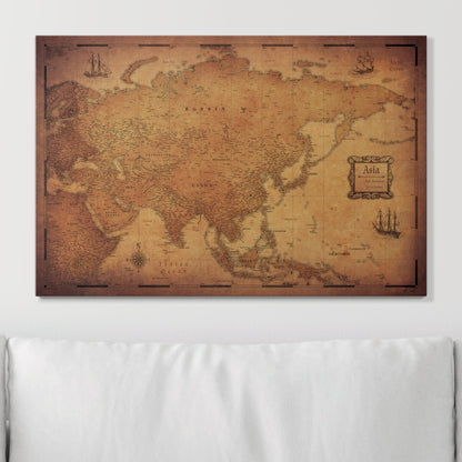 Push Pin Asia Map (Pin Board) - Golden Aged CM Pin Board