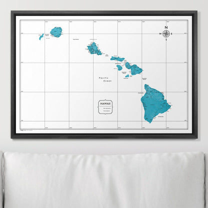 Push Pin Hawaii Map (Pin Board) - Teal Color Splash CM Pin Board