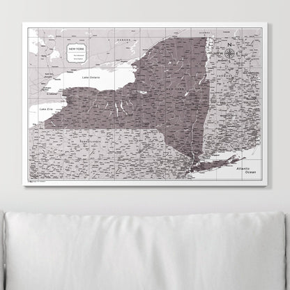 Push Pin New York Map (Pin Board) - Dark Brown Color Splash CM Pin Board