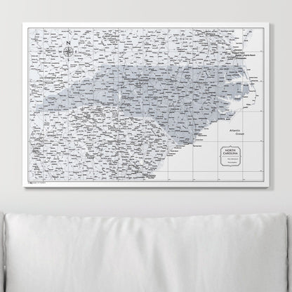 Push Pin North Carolina Map (Pin Board) - Light Gray Color Splash CM Pin Board