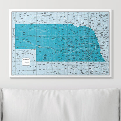 Push Pin Nebraska Map (Pin Board) - Teal Color Splash CM Pin Board