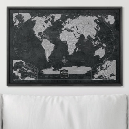 Push Pin World (Winkel Tripel) Map (Pin Board) - Modern Slate CM Pin Board