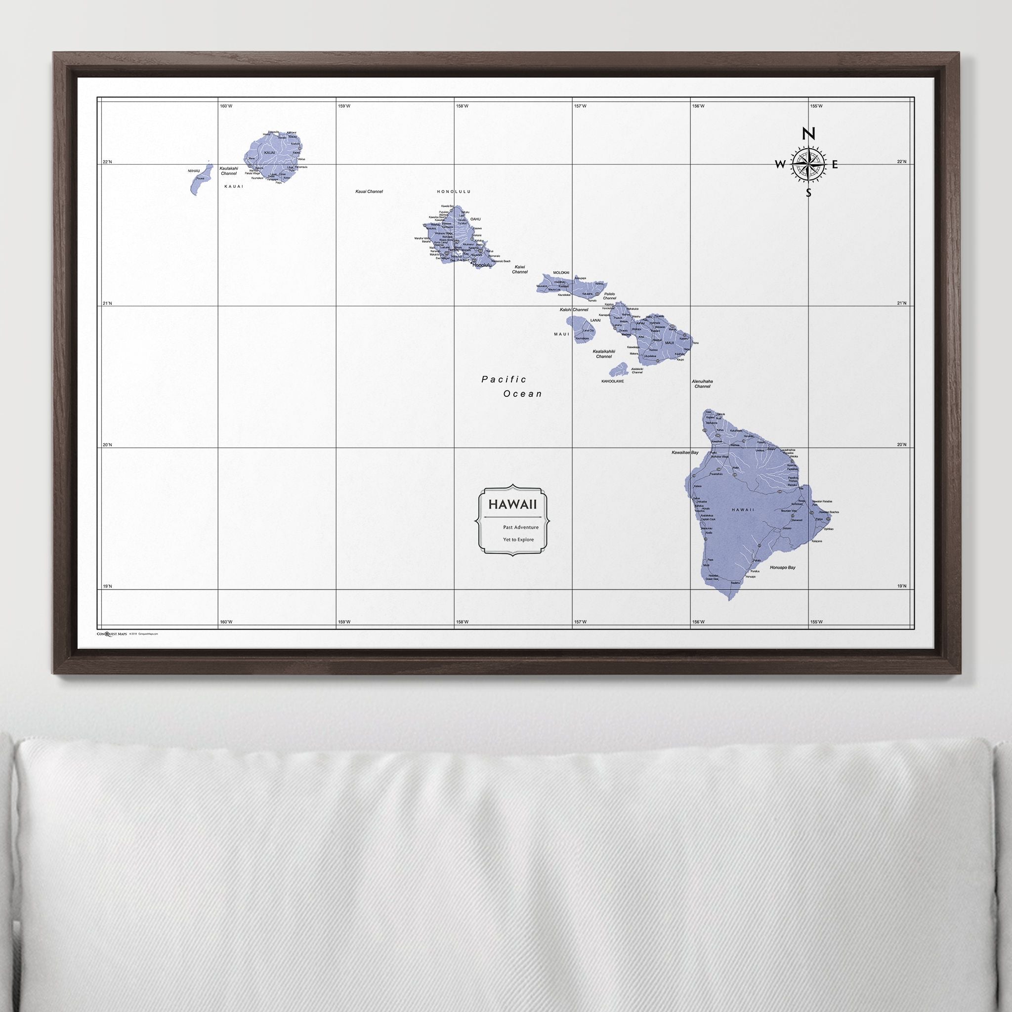 Push Pin Hawaii Map (Pin Board) - Purple Color Splash CM Pin Board