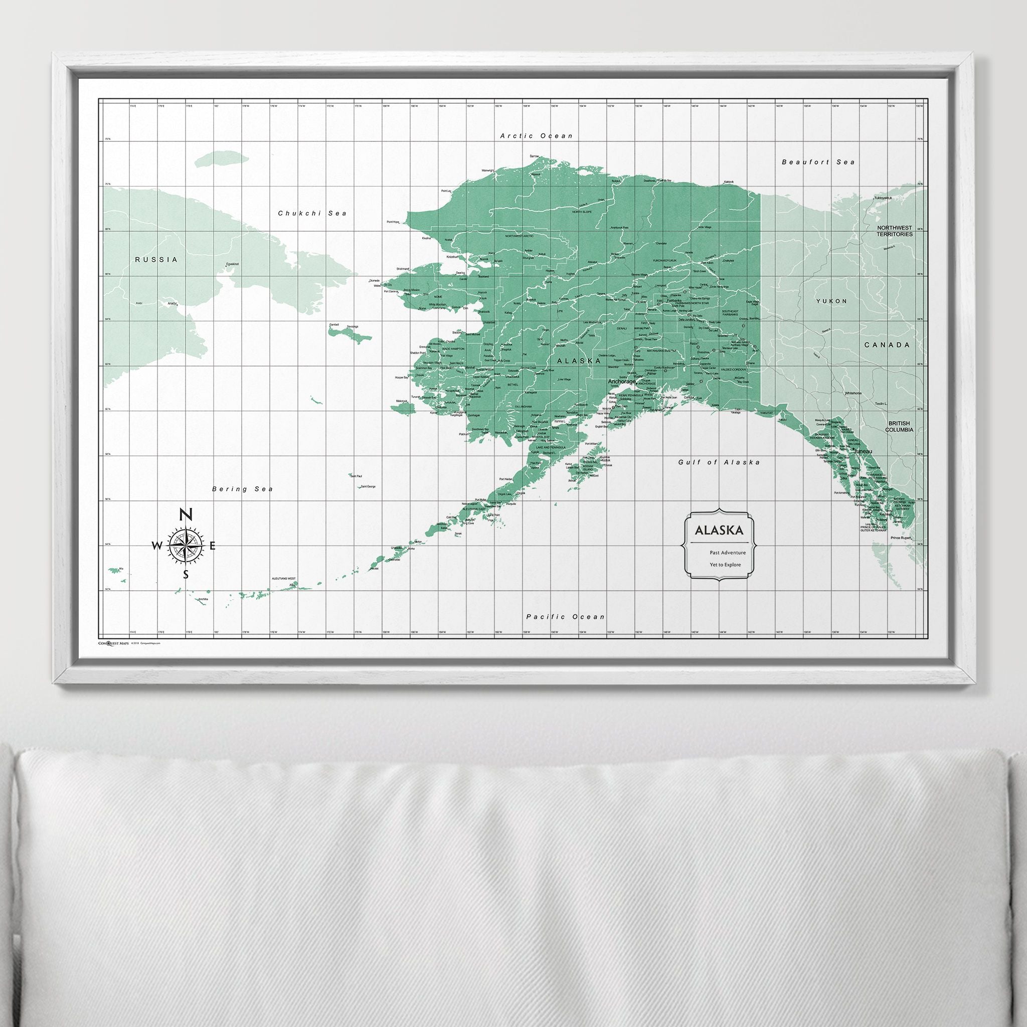 Push Pin Alaska Map (Pin Board) - Green Color Splash CM Pin Board