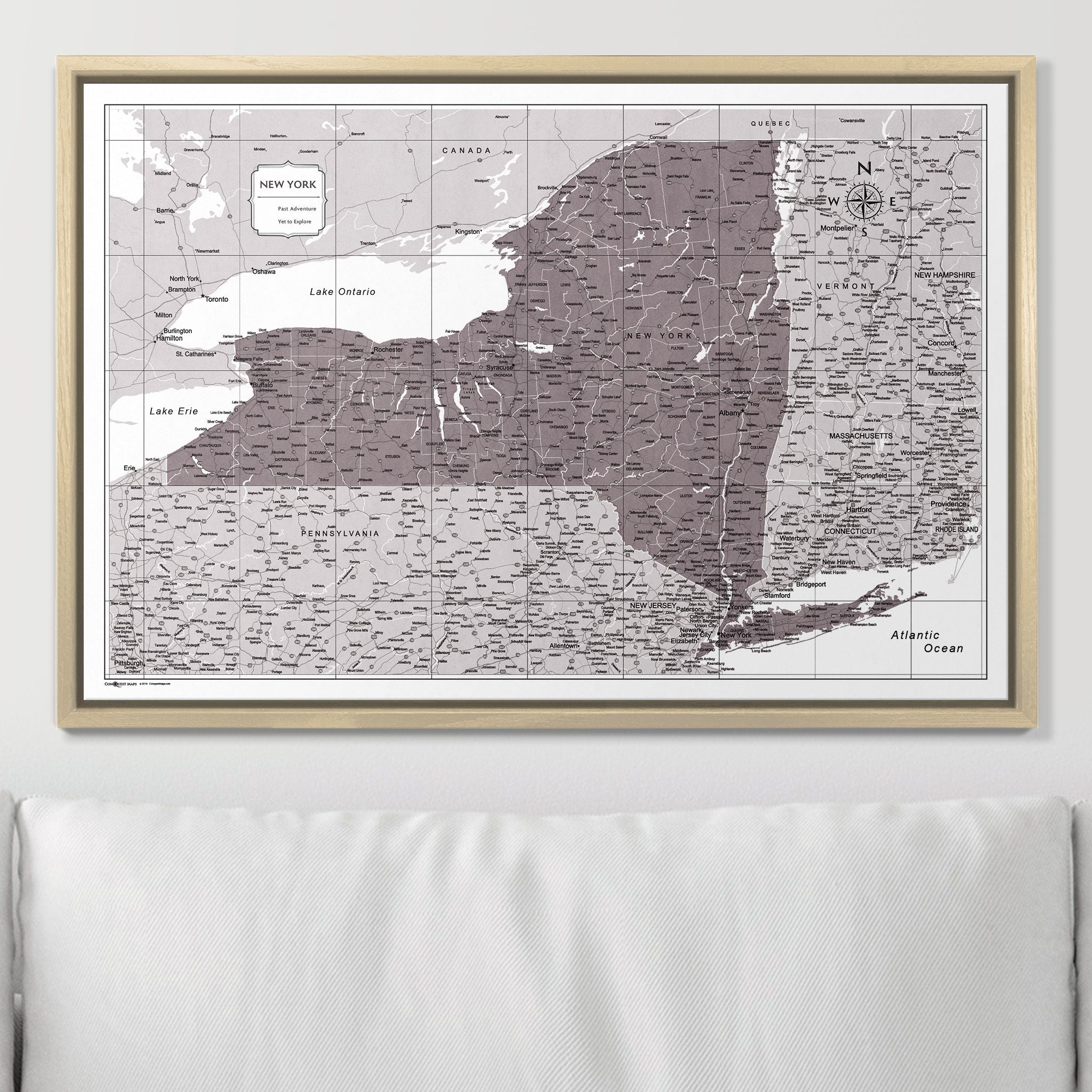 Push Pin New York Map (Pin Board) - Dark Brown Color Splash CM Pin Board