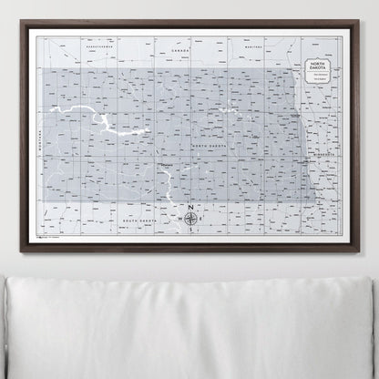 Push Pin North Dakota Map (Pin Board) - Light Gray Color Splash CM Pin Board