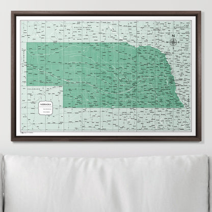 Push Pin Nebraska Map (Pin Board) - Green Color Splash CM Pin Board