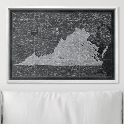 Push Pin Virginia Map (Pin Board) - Modern Slate CM Pin Board