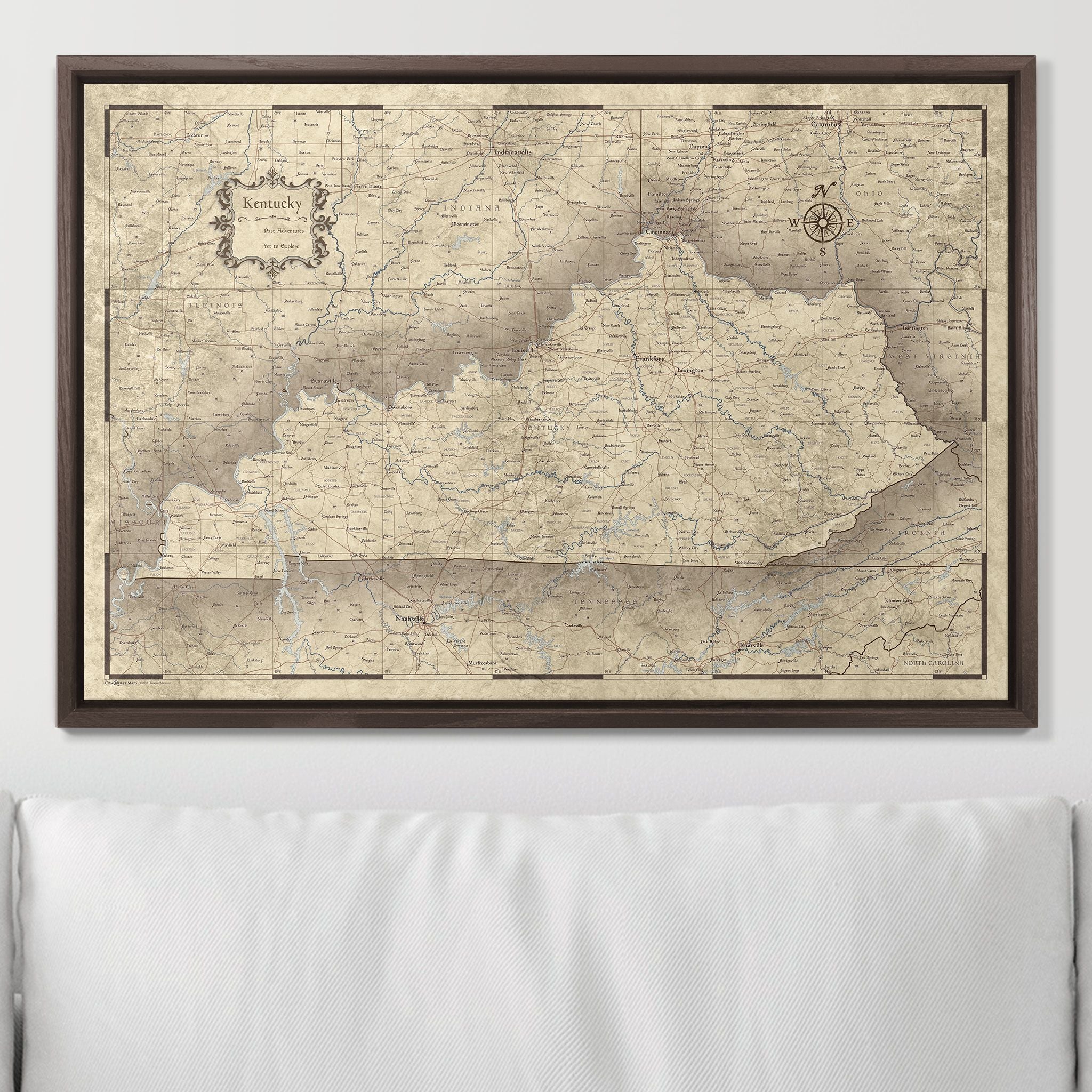 Push Pin Kentucky Map (Pin Board) - Rustic Vintage CM Pin Board