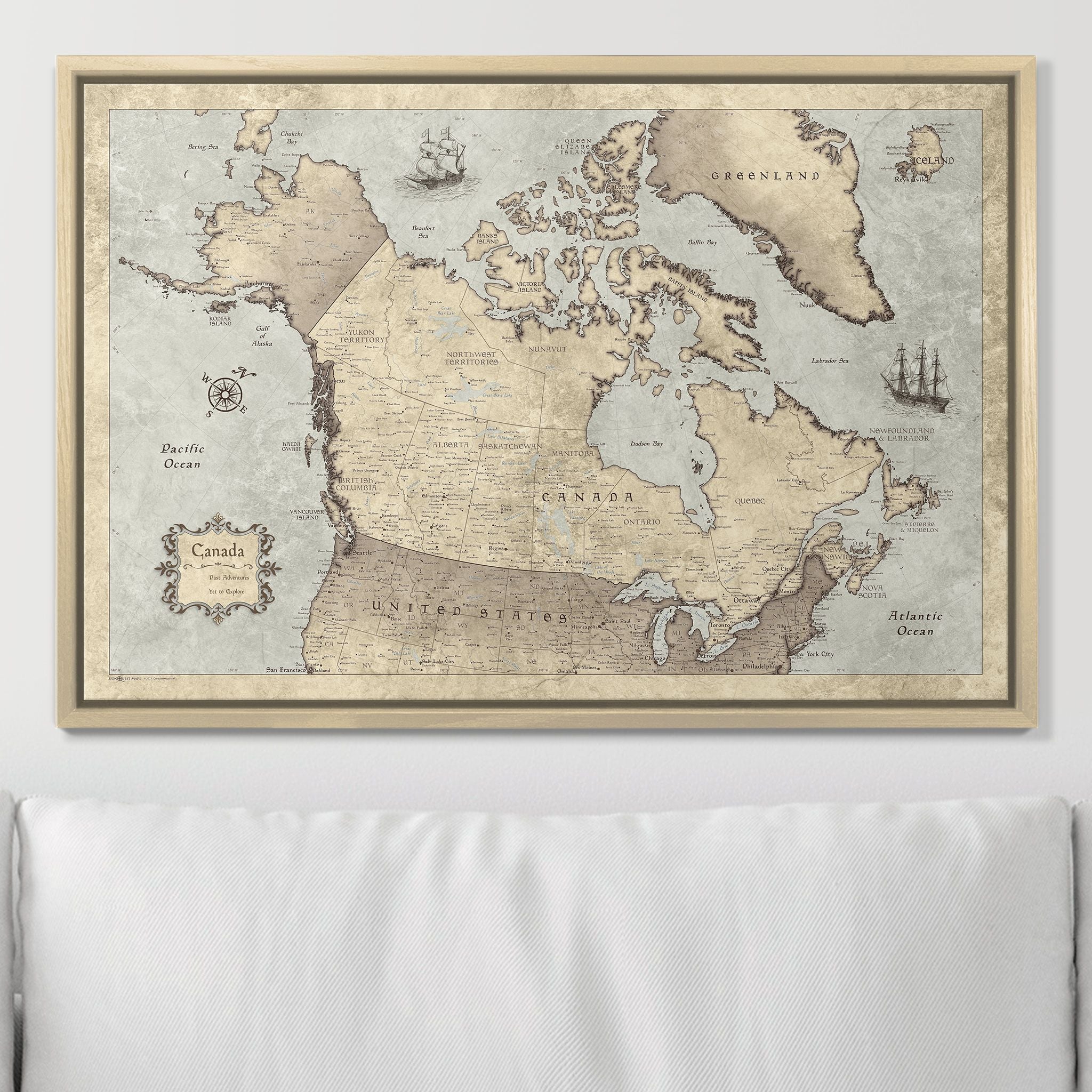 Push Pin Canada Map (Pin Board) - Rustic Vintage CM Pin Board