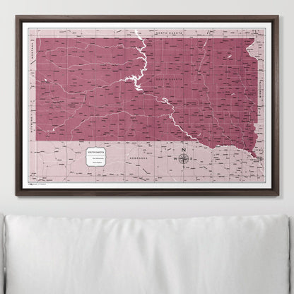 Push Pin South Dakota Map (Pin Board) - Burgundy Color Splash CM Pin Board