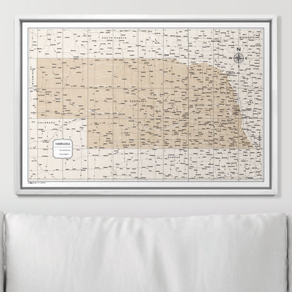 Push Pin Nebraska Map (Pin Board) - Light Brown Color Splash CM Pin Board