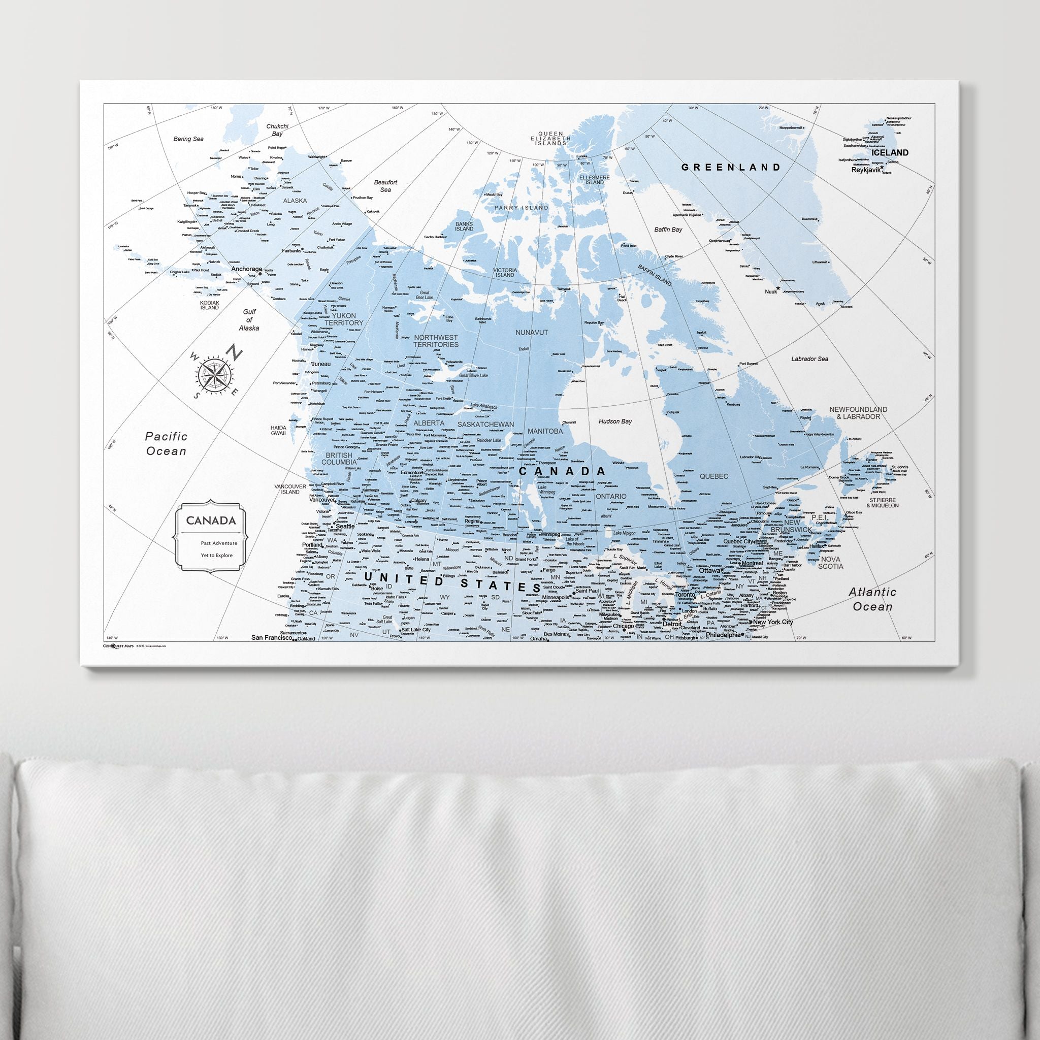 Push Pin Canada Map (Pin Board) - Light Blue Color Splash CM Pin Board