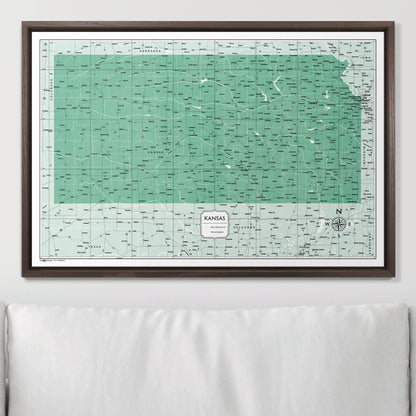 Push Pin Kansas Map (Pin Board) - Green Color Splash CM Pin Board