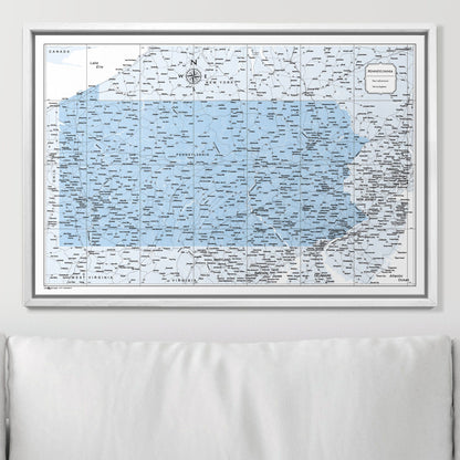 Push Pin Pennsylvania Map (Pin Board) - Light Blue Color Splash CM Pin Board