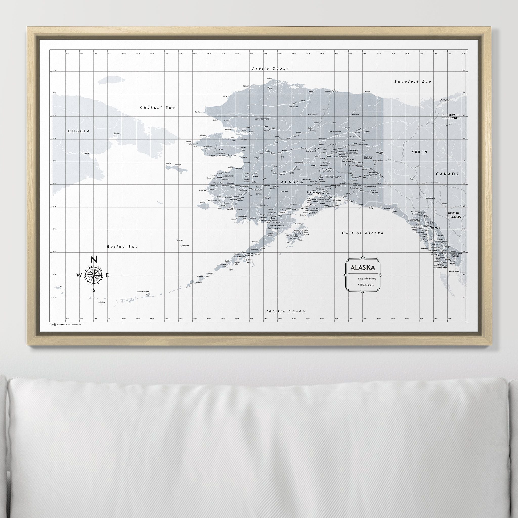 Push Pin Alaska Map (Pin Board) - Light Gray Color Splash CM Pin Board