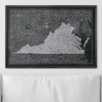 Push Pin Virginia Map (Pin Board) - Modern Slate CM Pin Board