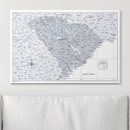 Push Pin South Carolina Map (Pin Board) - Light Gray Color Splash CM Pin Board