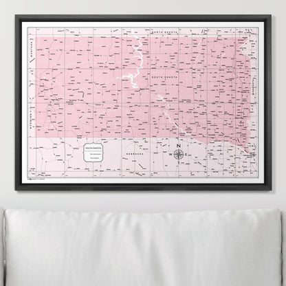 Push Pin South Dakota Map (Pin Board) - Pink Color Splash CM Pin Board