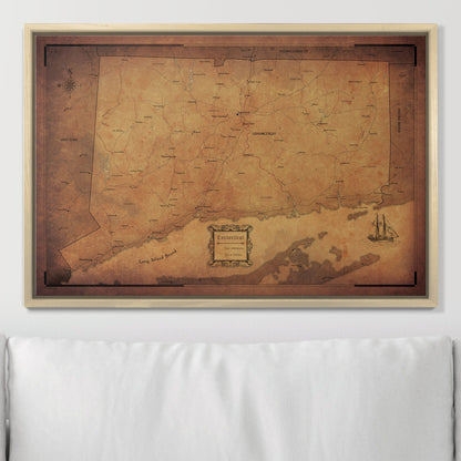 Push Pin Connecticut Map (Pin Board) - Golden Aged CM Pin Board