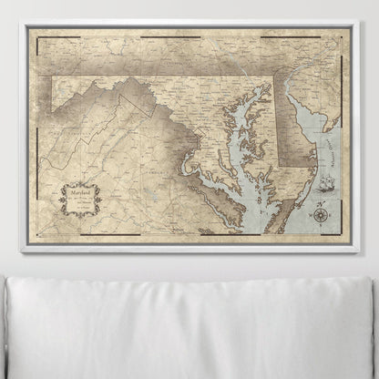 Push Pin Maryland Map (Pin Board) - Rustic Vintage CM Pin Board