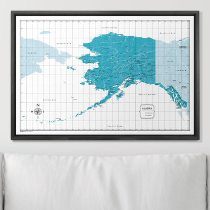 Push Pin Alaska Map (Pin Board) - Teal Color Splash CM Pin Board