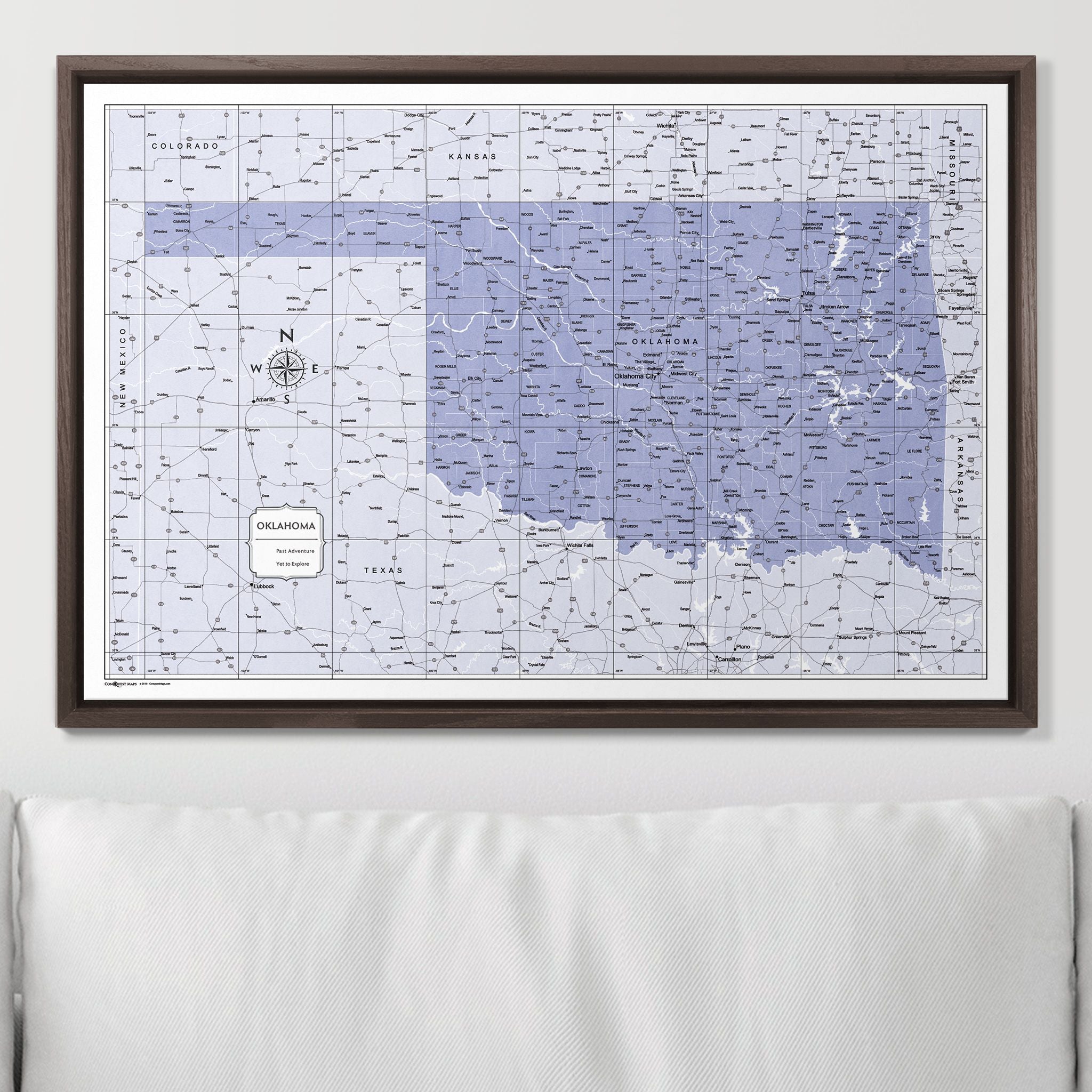 Push Pin Oklahoma Map (Pin Board) - Purple Color Splash CM Pin Board