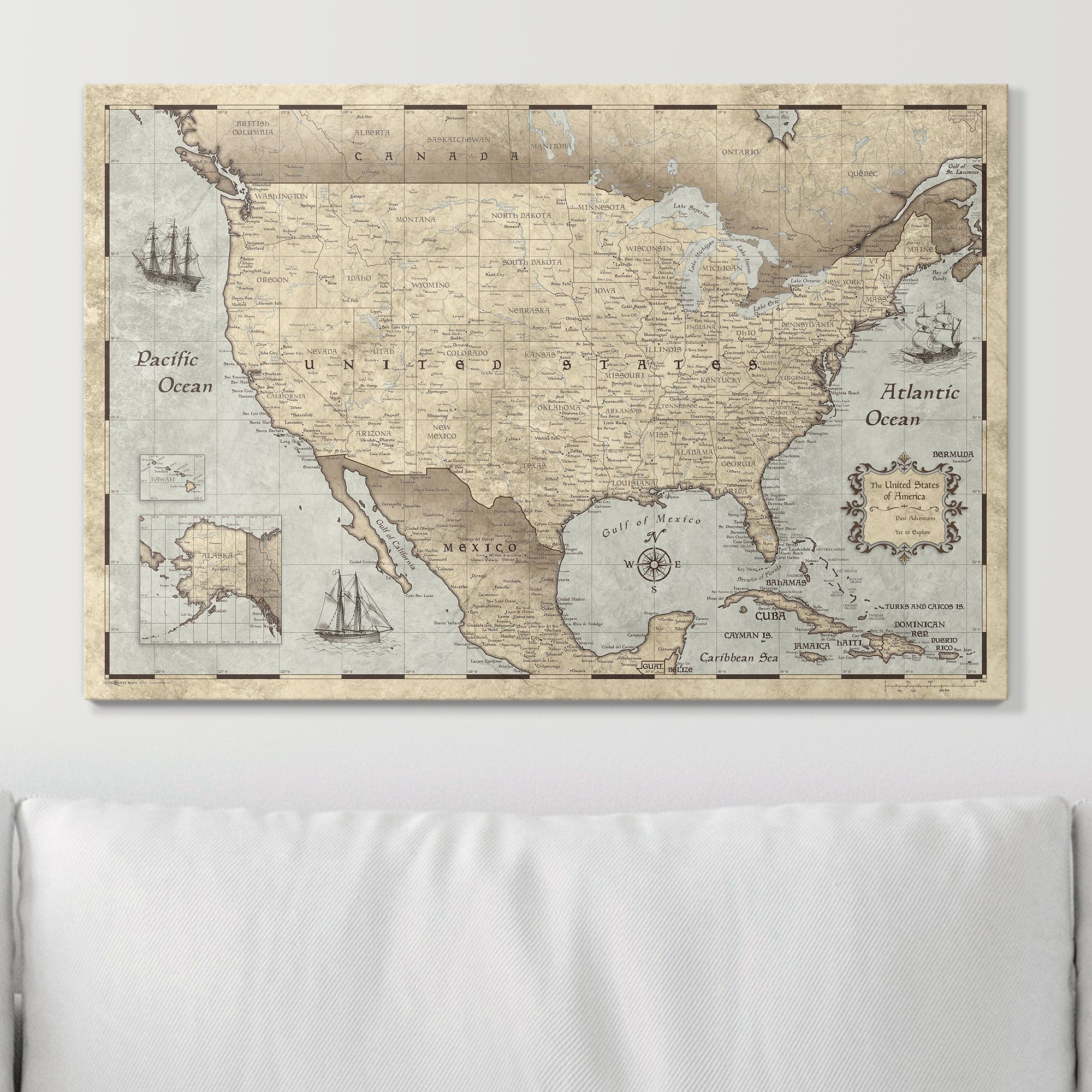 Vintage US Map | Vision Boards For Travel | Conquest Maps