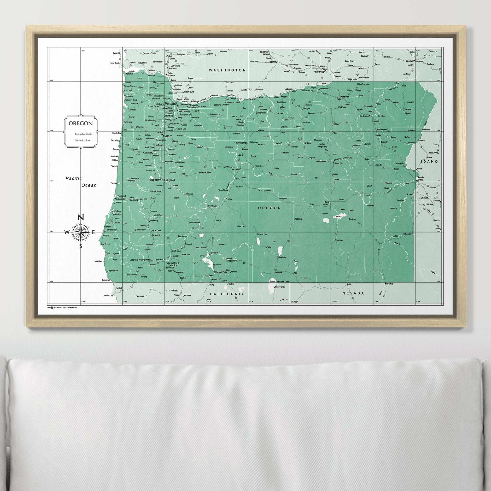 Push Pin Oregon Map (Pin Board) - Green Color Splash CM Pin Board