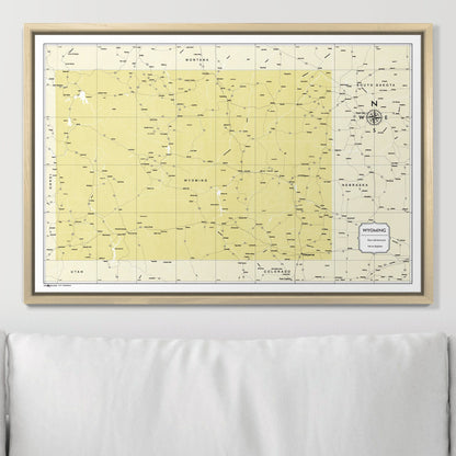 Push Pin Wyoming Map (Pin Board) - Yellow Color Splash CM Pin Board