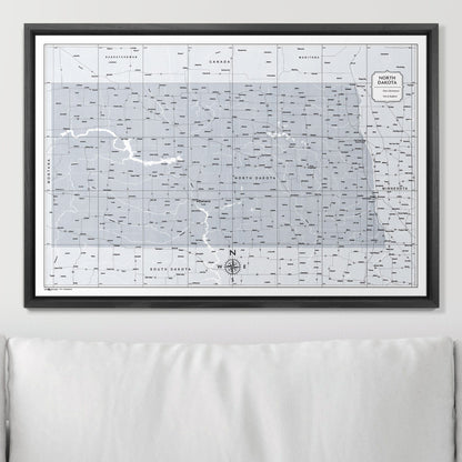 Push Pin North Dakota Map (Pin Board) - Light Gray Color Splash CM Pin Board