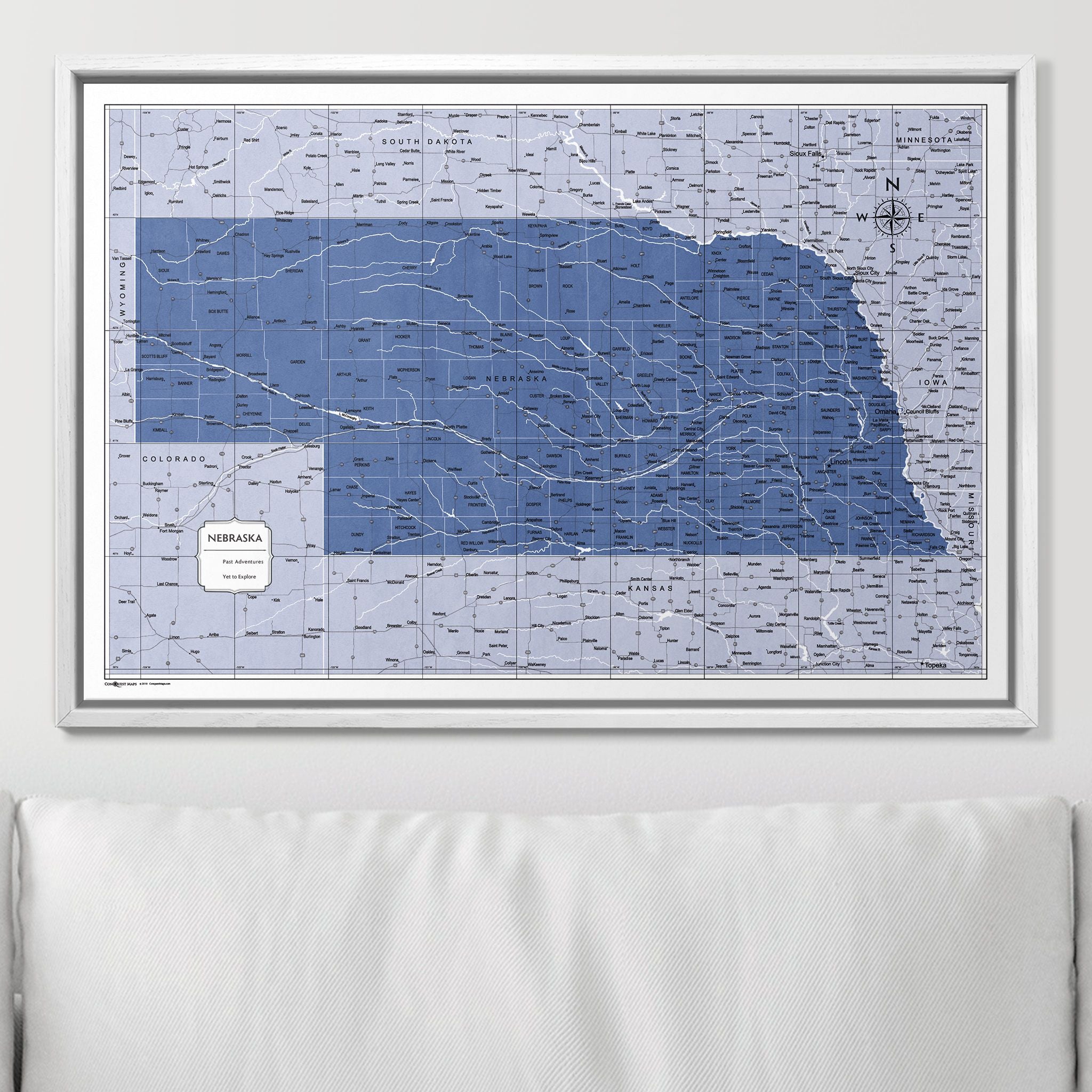 Push Pin Nebraska Map (Pin Board) - Navy Color Splash CM Pin Board