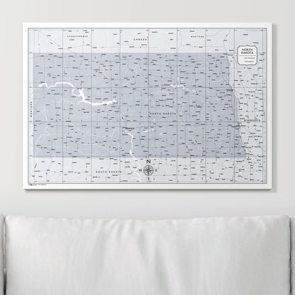 Push Pin North Dakota Map (Pin Board) - Light Gray Color Splash CM Pin Board