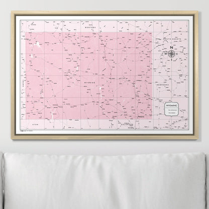 Push Pin Wyoming Map (Pin Board) - Pink Color Splash CM Pin Board