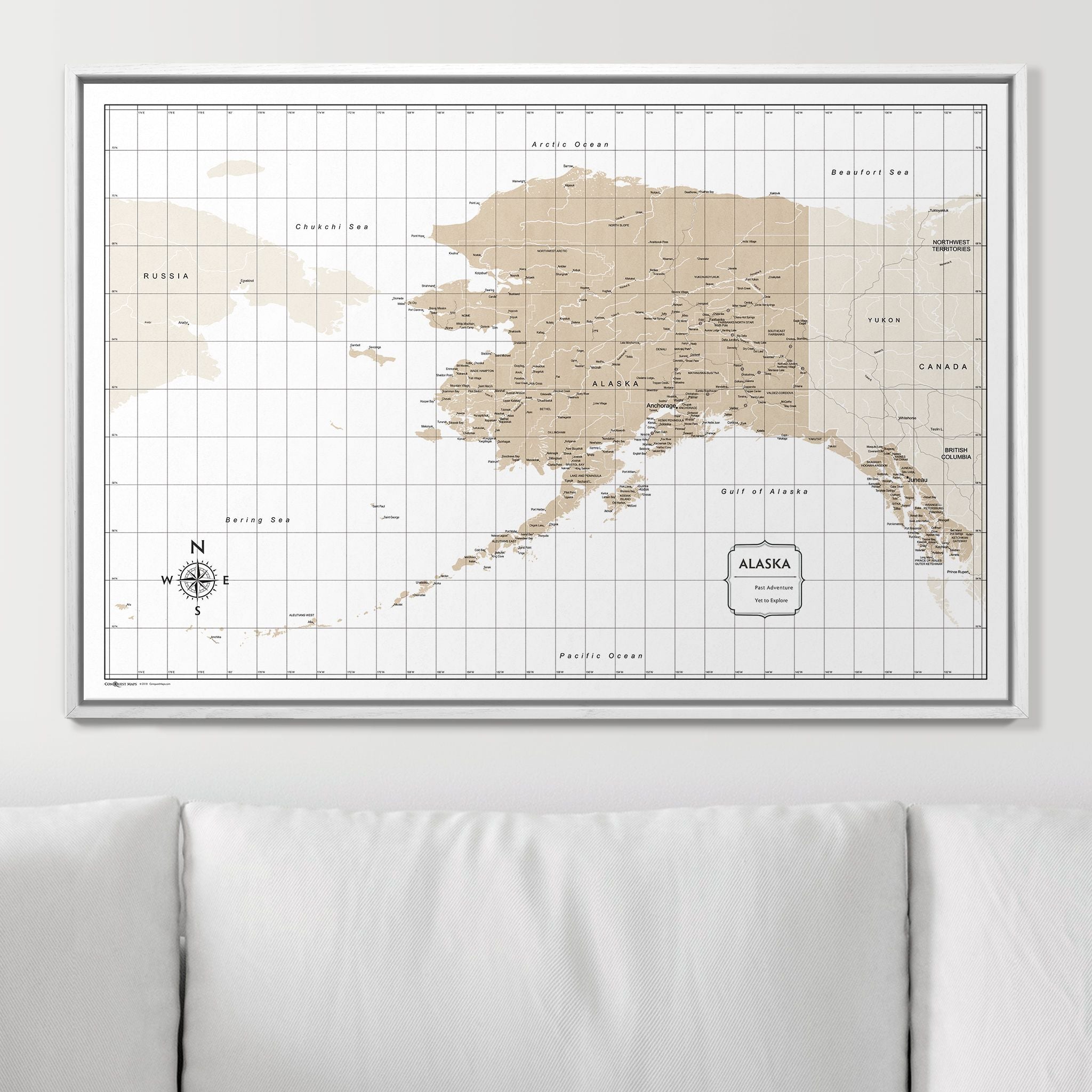 Push Pin Alaska Map (Pin Board) - Light Brown Color Splash CM Pin Board