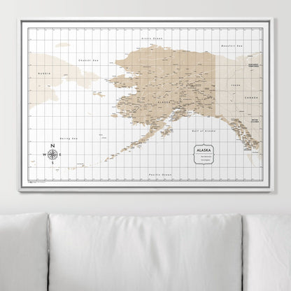 Push Pin Alaska Map (Pin Board) - Light Brown Color Splash CM Pin Board