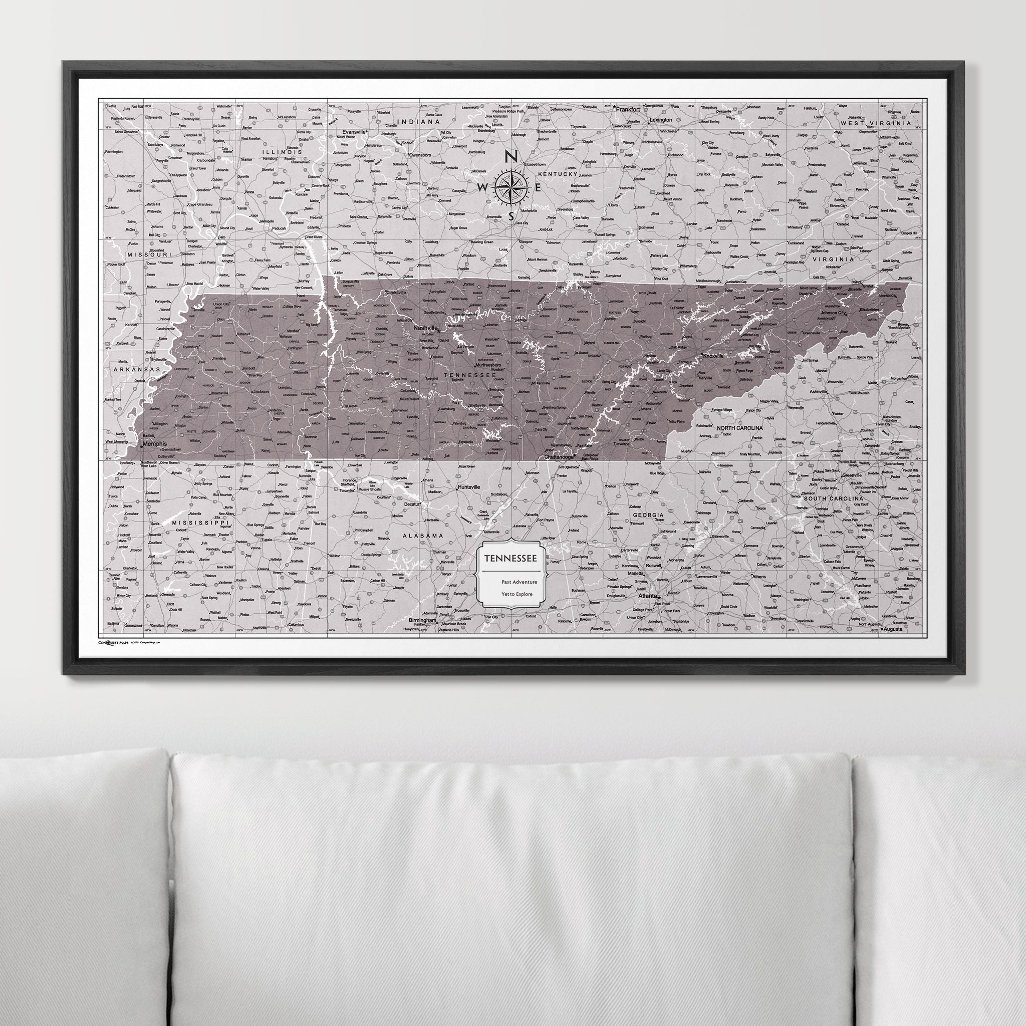 Push Pin Tennessee Map (Pin Board) - Dark Brown Color Splash CM Pin Board