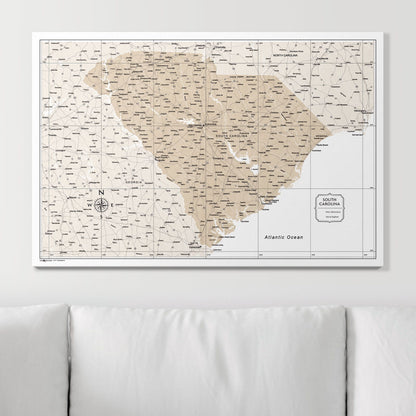 Push Pin South Carolina Map (Pin Board) - Light Brown Color Splash CM Pin Board