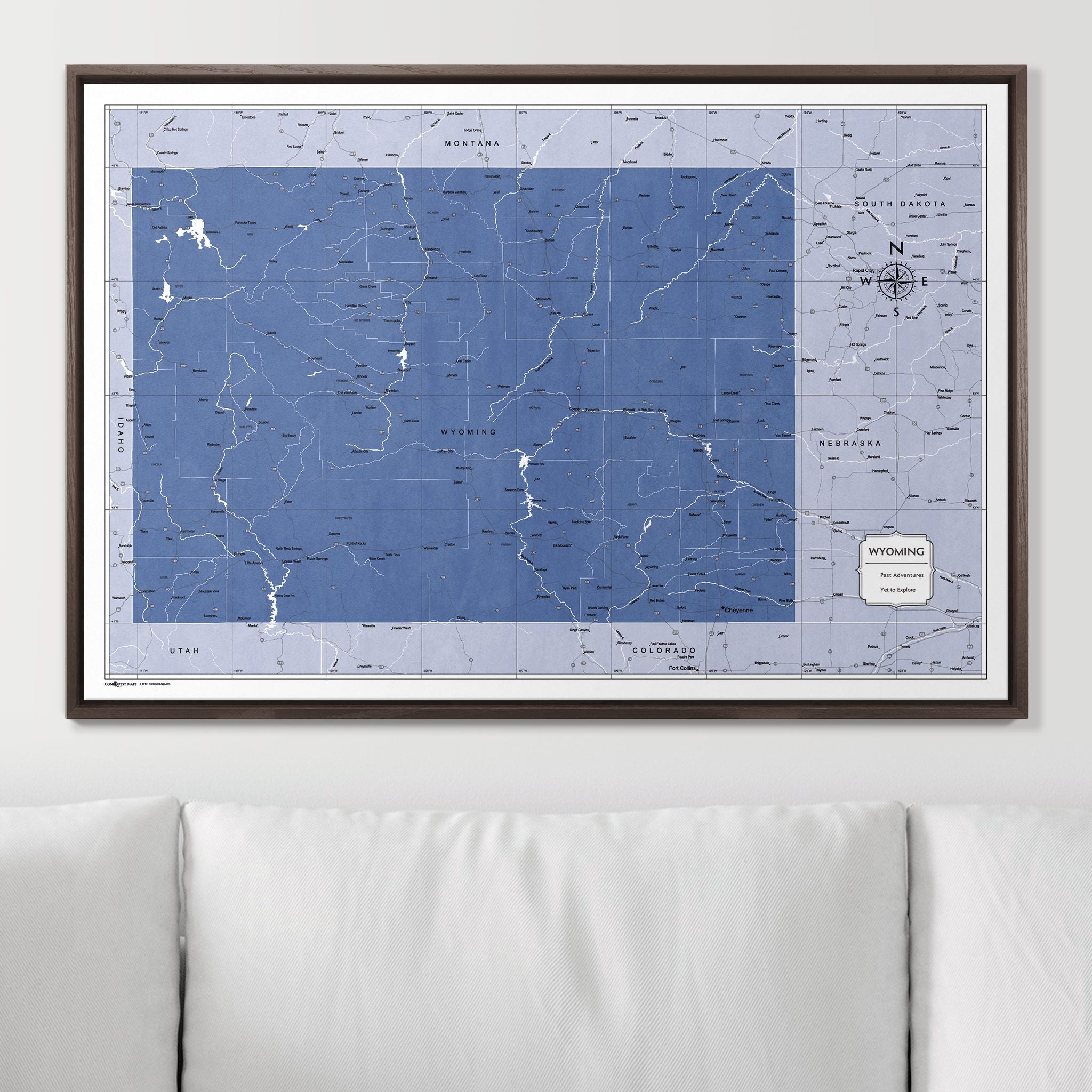 Push Pin Wyoming Map (Pin Board) - Navy Color Splash CM Pin Board