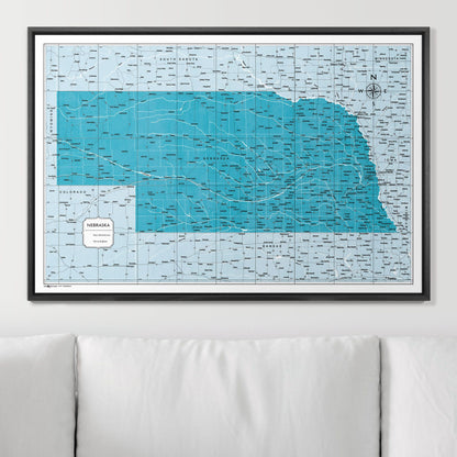 Push Pin Nebraska Map (Pin Board) - Teal Color Splash CM Pin Board