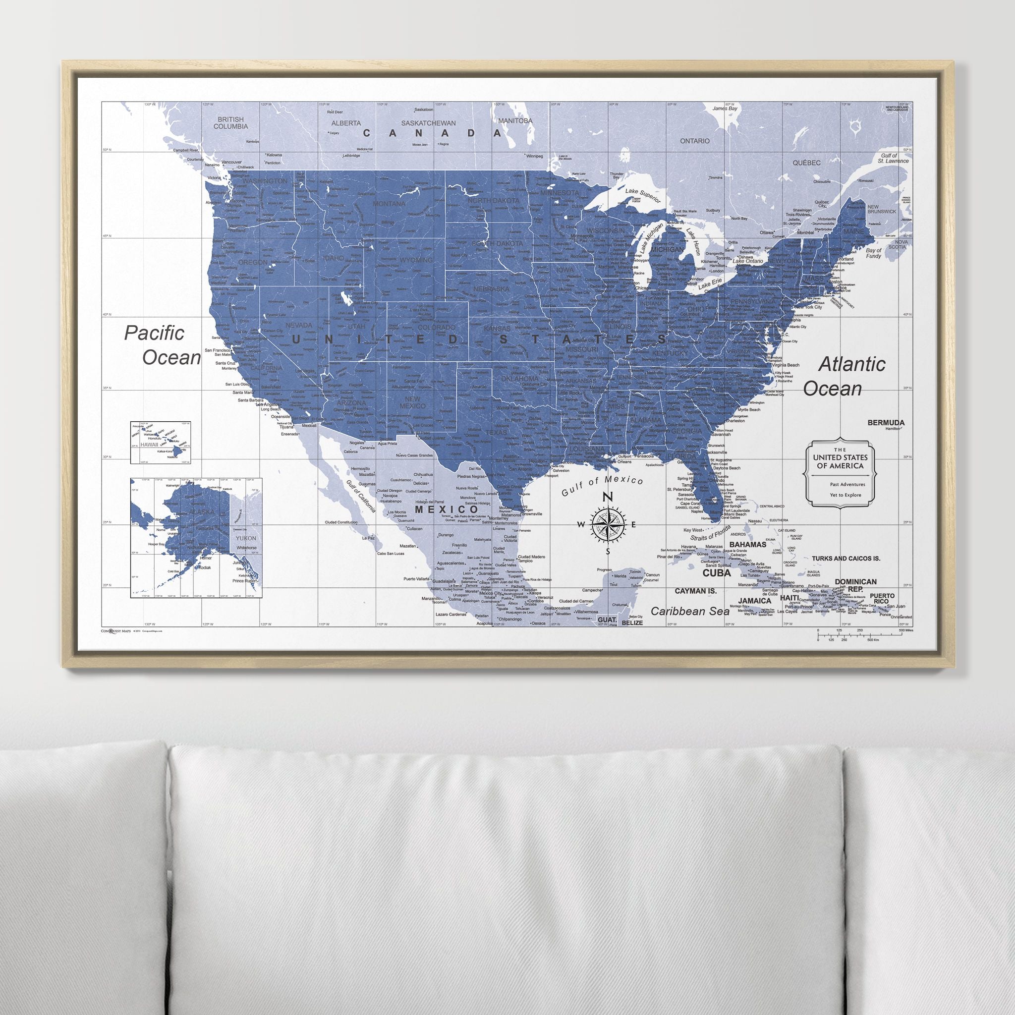 Push Pin USA Map (Pin Board) - Navy Color Splash CM Pin Board