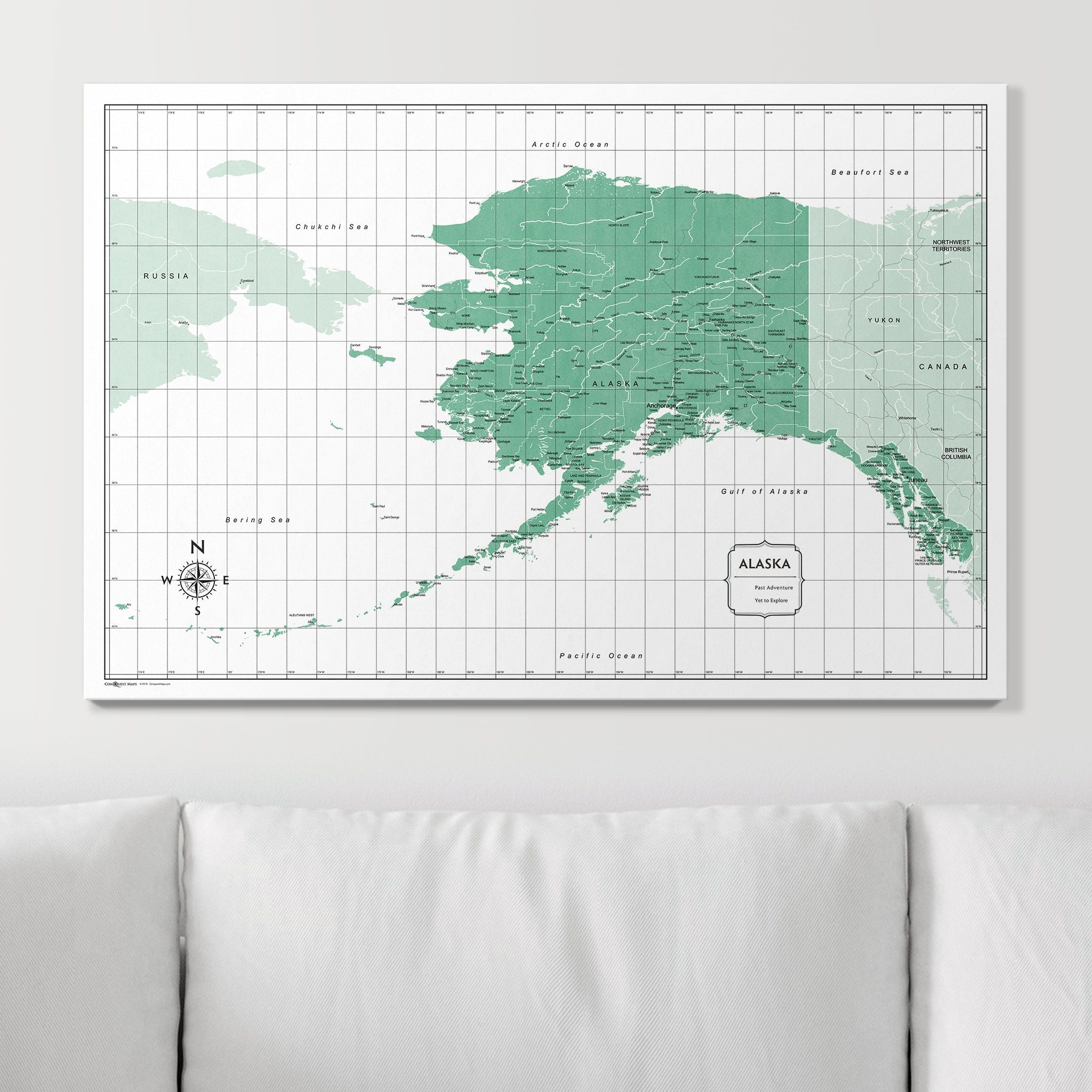 Push Pin Alaska Map (Pin Board) - Green Color Splash CM Pin Board