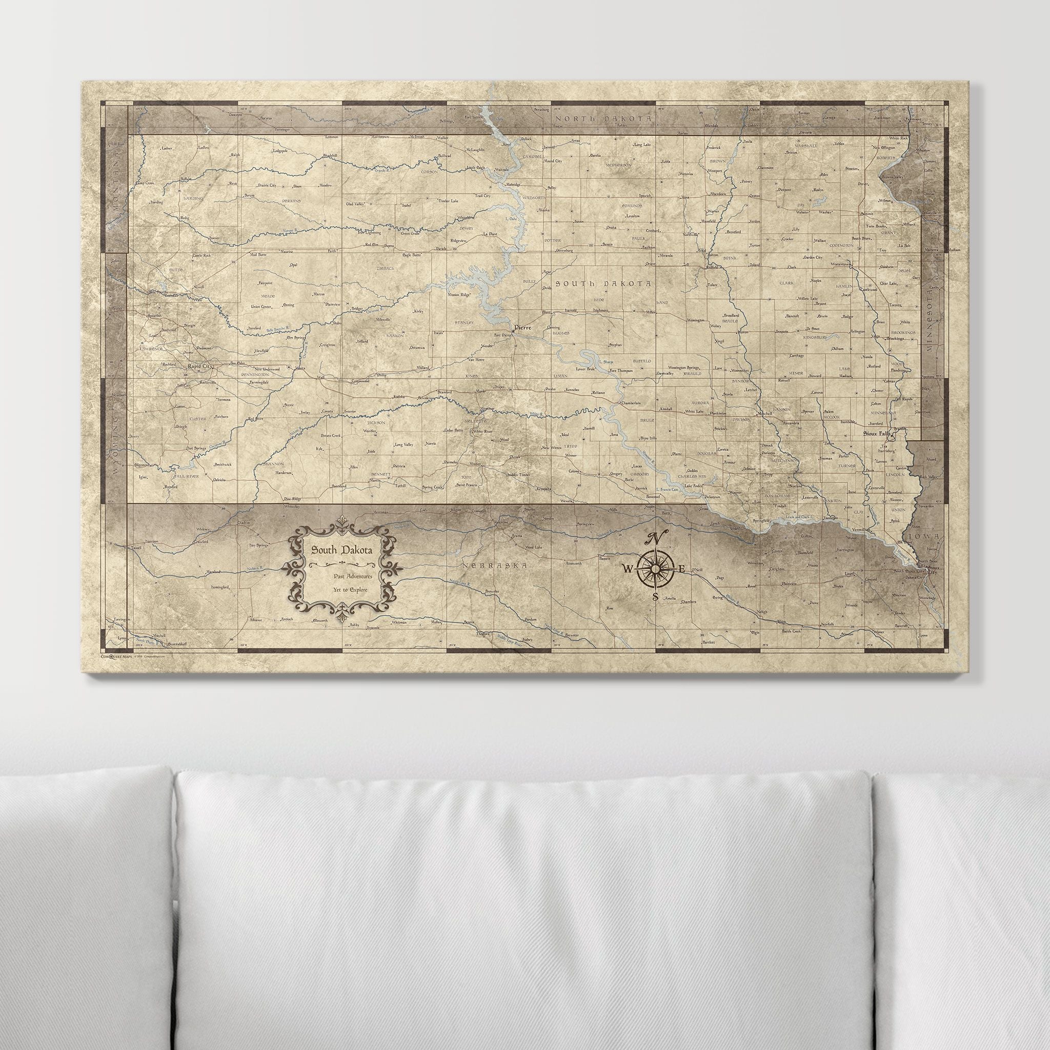 Push Pin South Dakota Map (Pin Board) - Rustic Vintage CM Pin Board