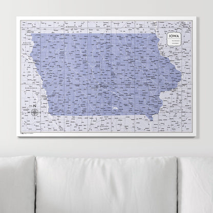 Push Pin Iowa Map (Pin Board) - Purple Color Splash CM Pin Board