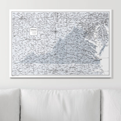 Push Pin Virginia Map (Pin Board) - Light Gray Color Splash CM Pin Board